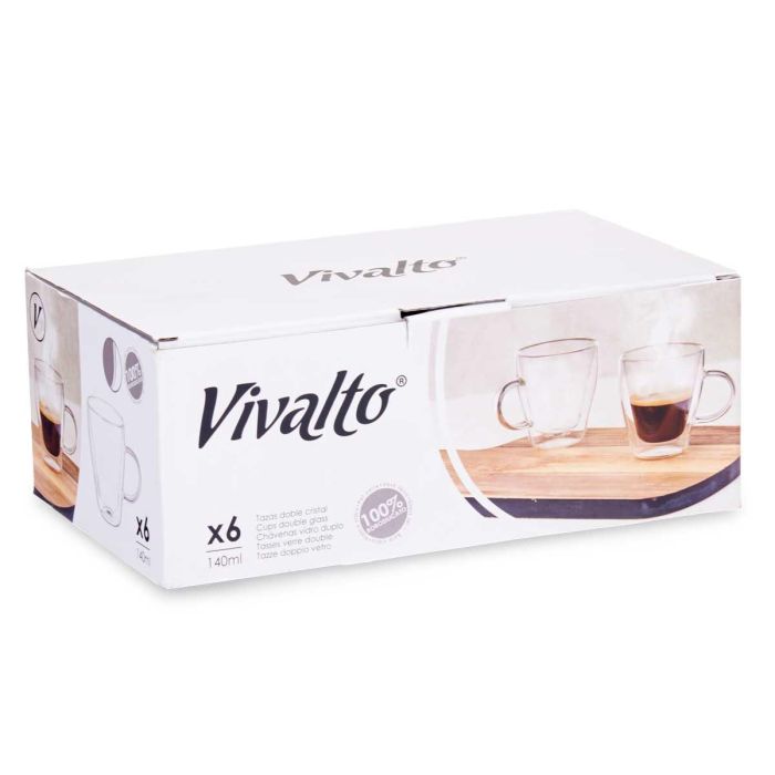 Taza Cafe Borosilicato 140 Ml Vivalto 10X8CM (24 Unidades) 2 Taza Cafe Borosilicato 140 Ml Vivalto 10X8CM (24 Unidades) 2