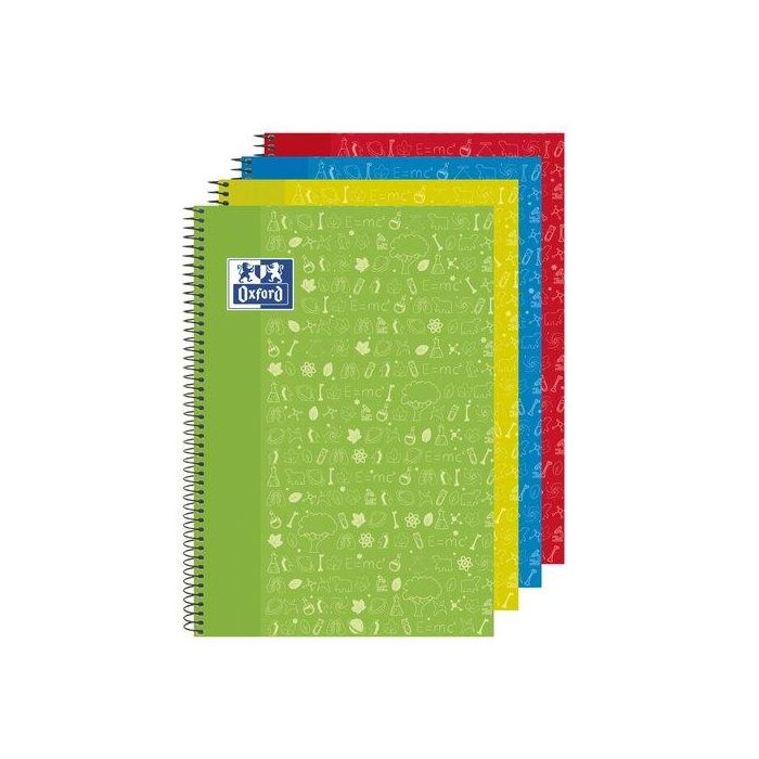 Bloc Oxford School Asignaturas Naturales Tapa Extra Fº 80H Cuadric.4X4 90G Surtido (4 Col.) (Set de 4)