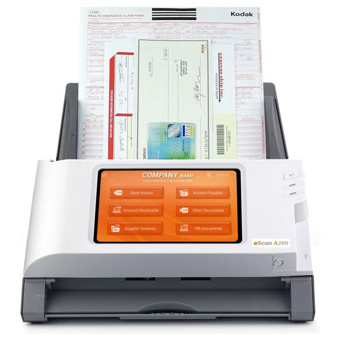 Plustek Escáner A280 Enterprise, Resolución 600x600 DPI, Escaneo Dúplex a Color, Velocidad 20 ppm, Pantalla 7" 3