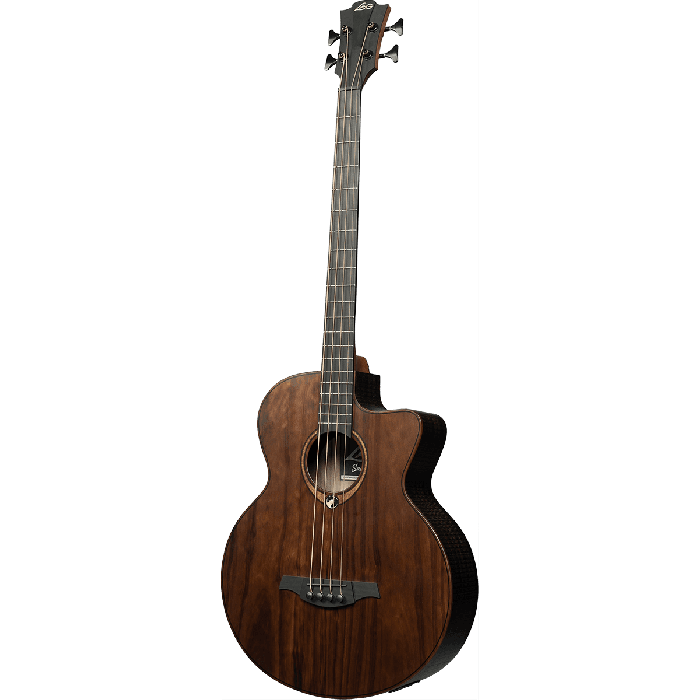 LAG Bajo Acústico Jumbo A/E Natural Satinado - Cuerpo de Brankowood y Eucalipto Ahumado, Electrónica Stage-LAG 1