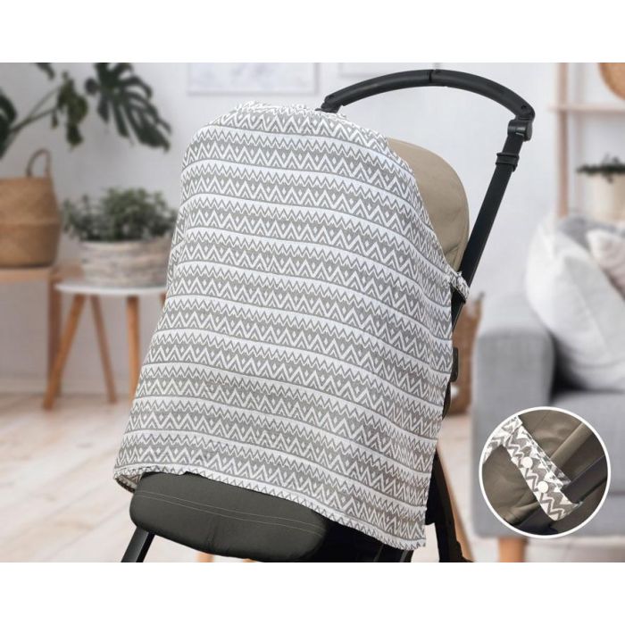 KioKids Protector para Silleta Bebé de Gasa Gris Geogrey - Cubre Sol, Viento y Ruido, con Cintas Ajustables (+0 Meses) KioKids Protector para Silleta Bebé de Gasa Gris Geogrey - Cubre Sol, Viento y Ruido, con Cintas Ajustables (+0 Meses)