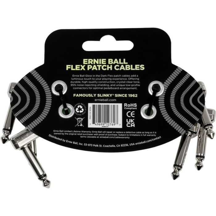 Cable Eb Interlink Flex Jack-Jack Aa 7,5 Cm . Phosphorescent (Pack De 3) Ernieball 1 Cable Eb Interlink Flex Jack-Jack Aa 7,5 Cm . Phosphorescent (Pack De 3) Ernieball 1