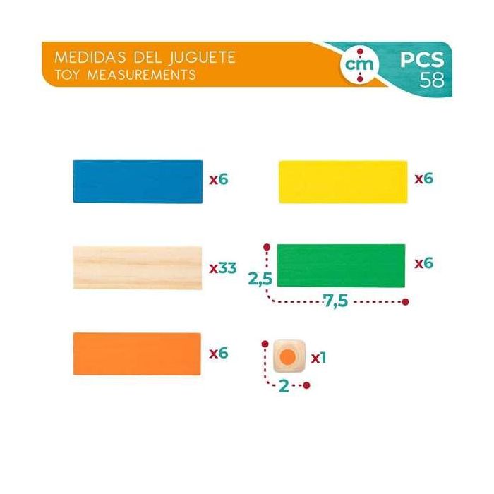Torre blocs de madera 26 cm con 58 piezas (woomax) 13 Torre blocs de madera 26 cm con 58 piezas (woomax) 13