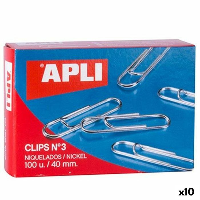 Clips Apli Nº 3 Níquel 40 mm (10 Unidades) 0 Clips Apli Nº 3 Níquel 40 mm (10 Unidades) 0