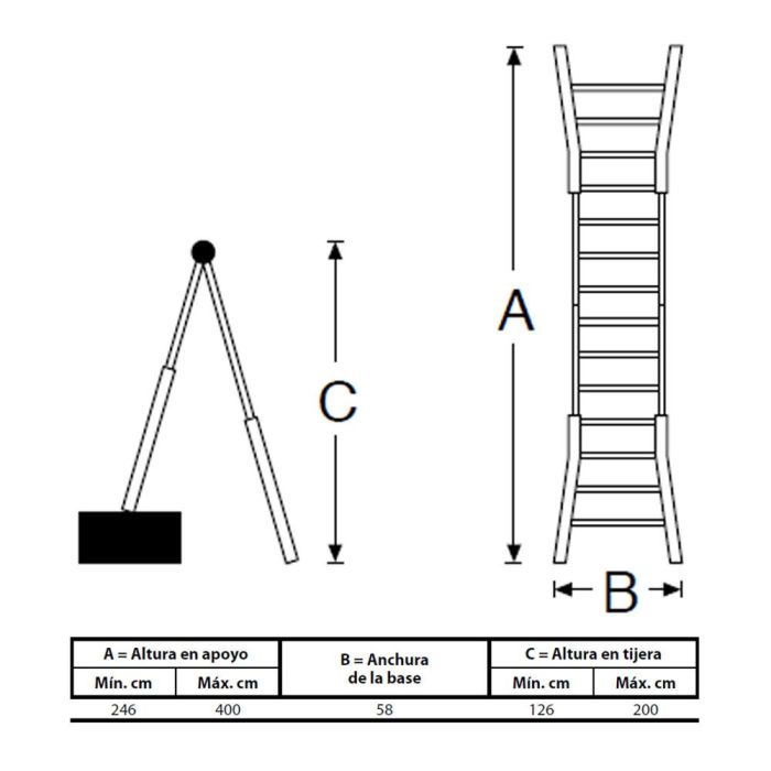 Escalera telescopica de acero 4+4 edm 1