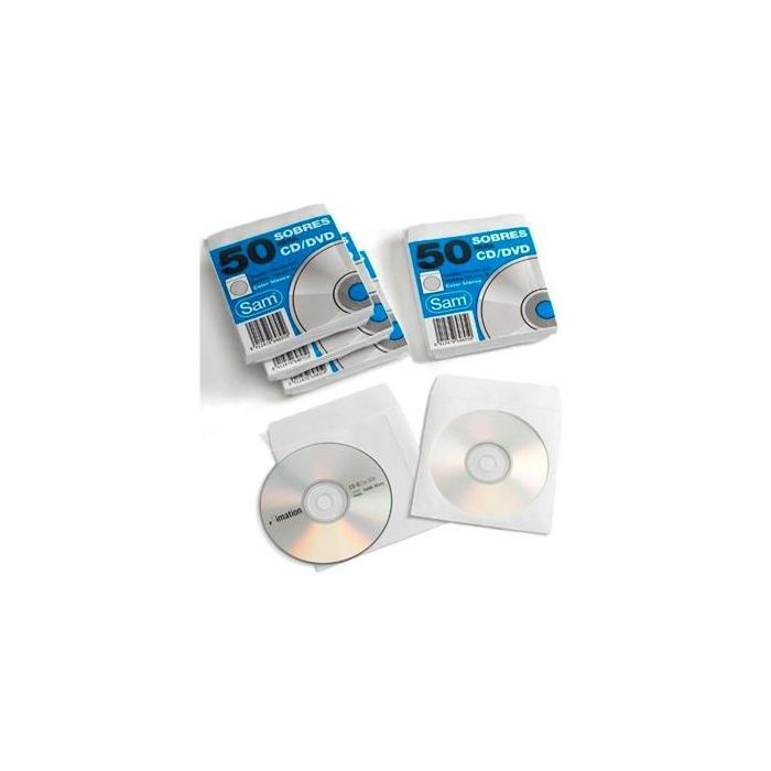 Sam Sobre Offset Blanco 90 gr Autoadhesivo 125x125 mm Para CDs y DVDs 50 Unidades