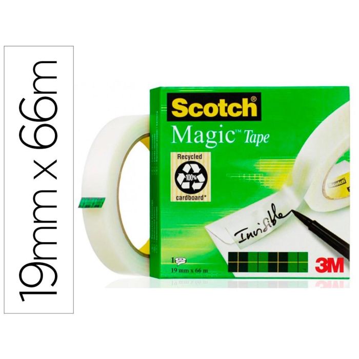 Scotch Magic Cinta Adhesiva Invisible 810 Rollo 19 mm X 66M Caja Individual