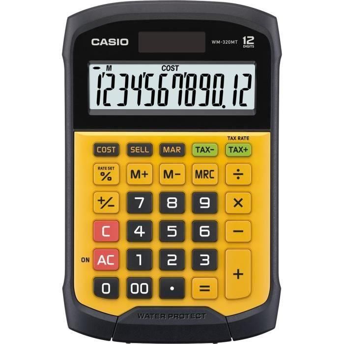 Casio 4971850033387 Calculadora de Sobremesa WM-320MT 12 Dígitos Resistente al Agua y Polvo Amarillo-Negro