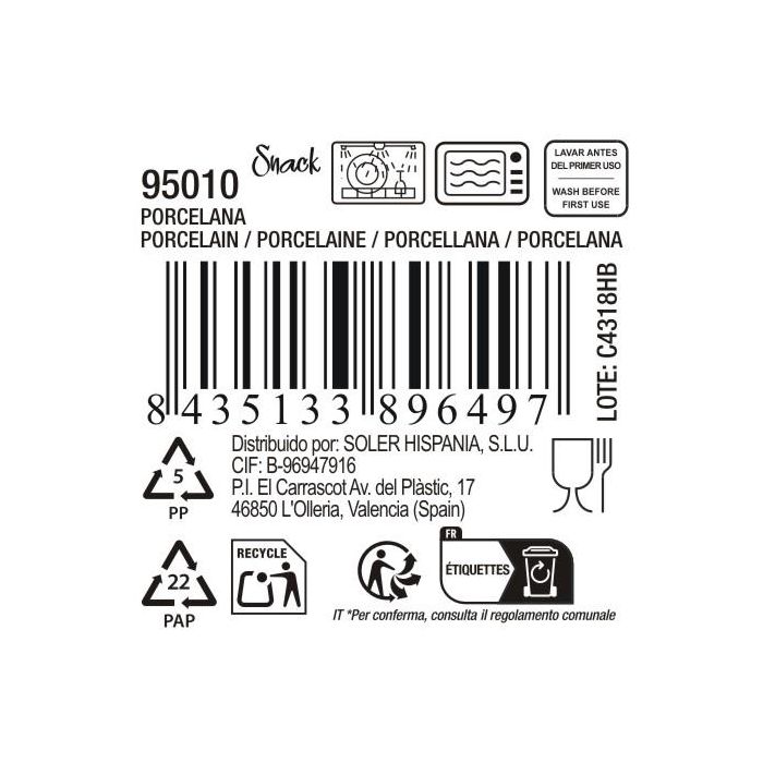 La Mediterranea Bol Blanco Snack 14.1 cm x 8.5 cm x 4.4 cm 190 ml (72 Unidades)