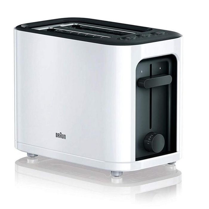 Braun HT3000 WH Tostadora 1000W, Sistema de Elevación, Dorado Variable, 2 Rebanadas, Negro/Blanco 1