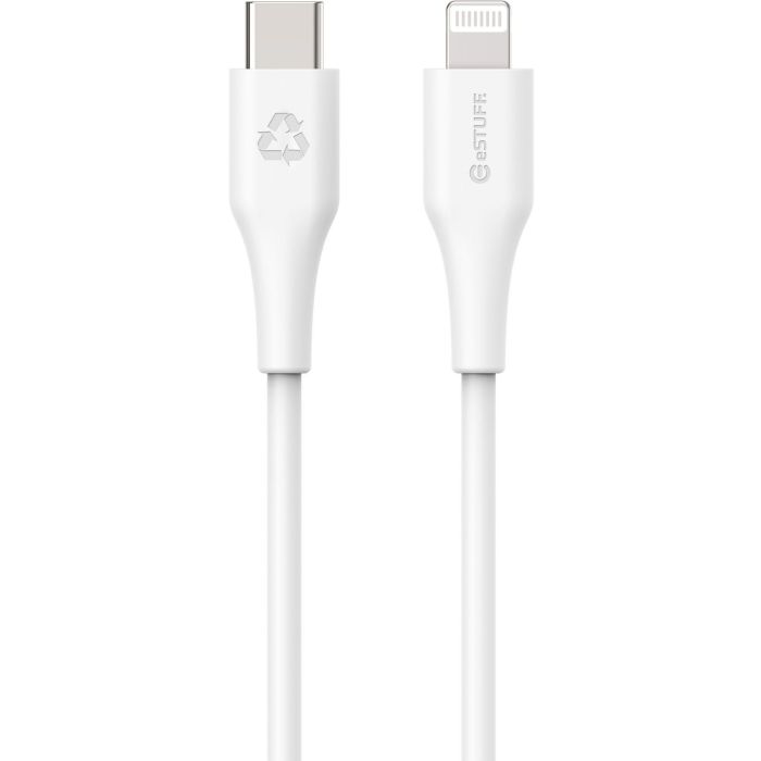 eSTUFF INFINITE Cable USB-C a Lightning Super Suave 2m Blanco - 100% Plástico Reciclado Libre de PVC Certificado MFI 1