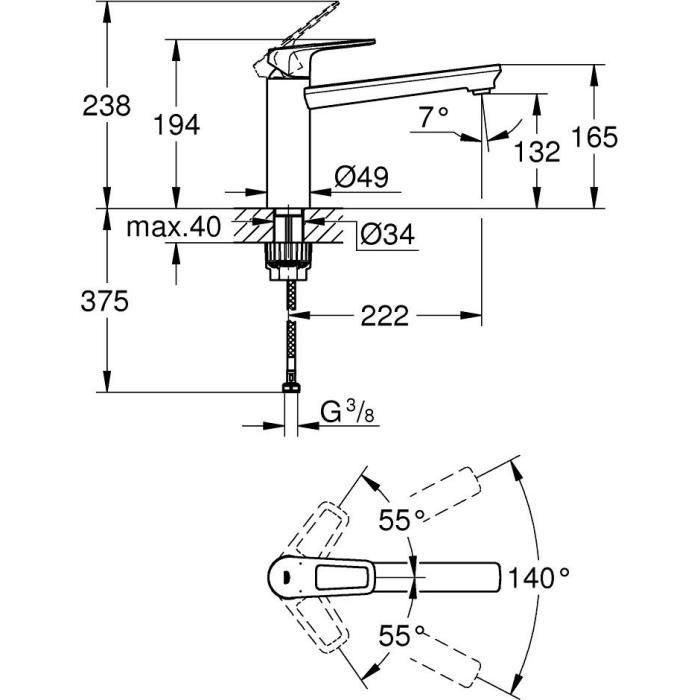 GROHE Mezclador monomando de lavabo BauLoop 31706000 2 GROHE Mezclador monomando de lavabo BauLoop 31706000 2