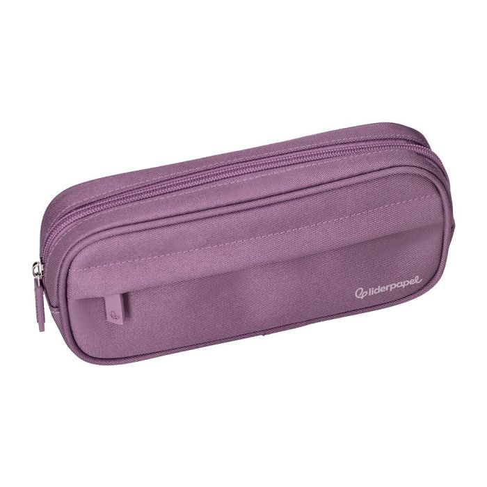 Estuche Portatodo Liderpapel Classic Ovalado 2 Cremalleras Con Bolsillo Delantero 210x90 mm Morado Empolvado 4