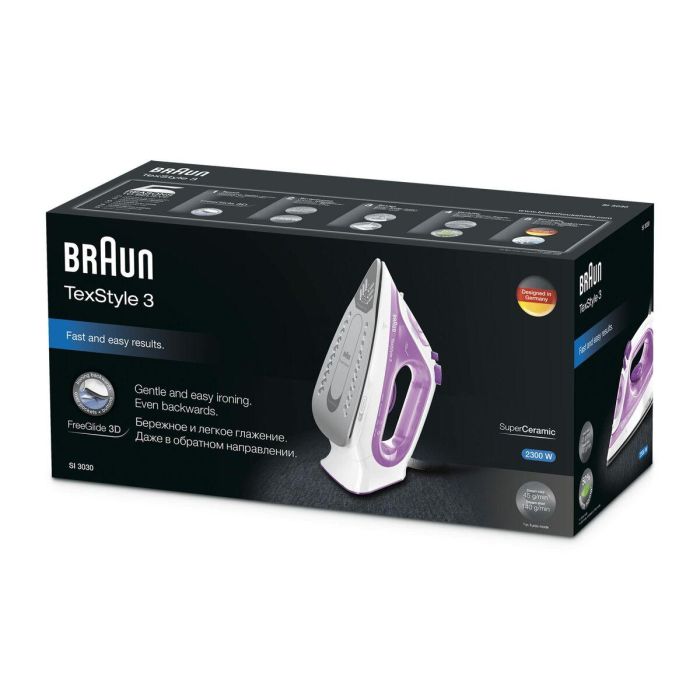 Braun Plancha de Vapor SI3030PU Texstyle - Sistema Anti-Cal - Flujo de Vapor 45 g/min 1 Braun Plancha de Vapor SI3030PU Texstyle - Sistema Anti-Cal - Flujo de Vapor 45 g/min 1