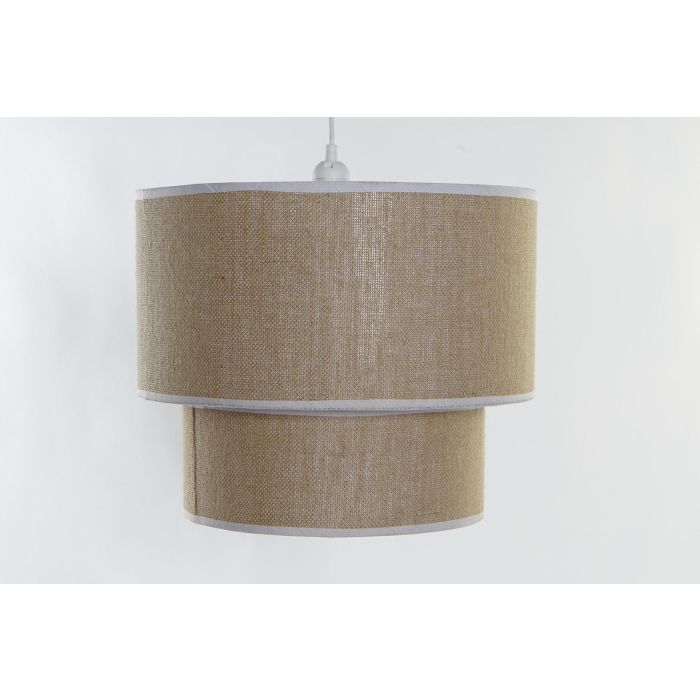DKD Home Decor Lámpara de Techo Balinesa de Poliéster y Ratán Marrón y Blanco, 40x40x32 cm (2 Unidades), Bombilla E27