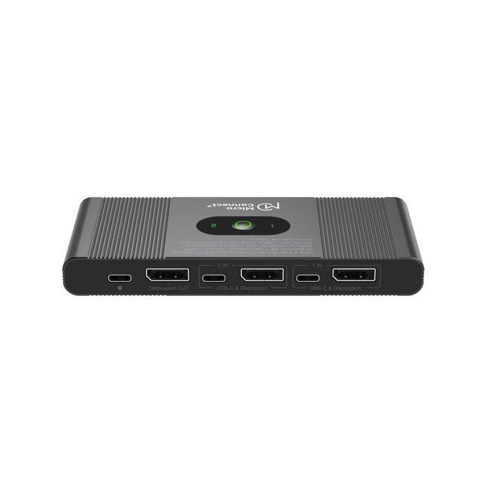 MicroConnect Interruptor KVM 2 Puertos DisplayPort USB-C para 2 Computadoras, Soporta 8K@60Hz, USB 3.0, Conmutación Rápida 2