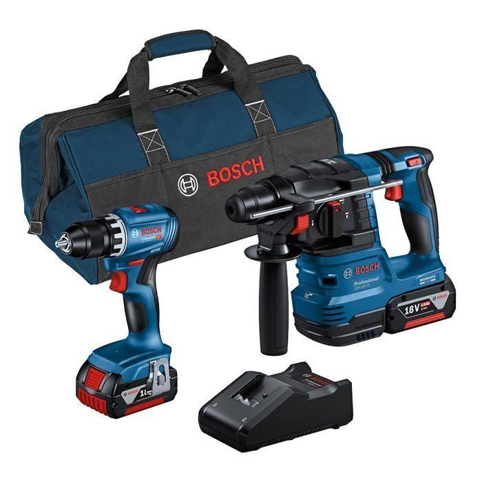 Kit combinado - BOSCH - GSR 18V-45 + GBH 18V-22 - Batería 4,0 Ah - Taladro de impacto Kit combinado - BOSCH - GSR 18V-45 + GBH 18V-22 - Batería 4,0 Ah - Taladro de impacto