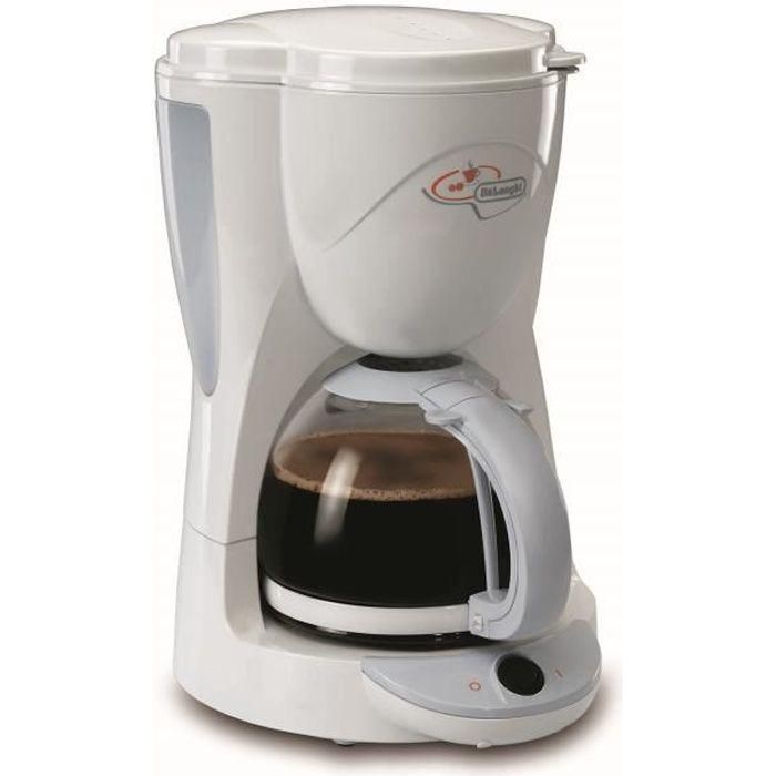 De'Longhi ICM2.1 Cafetera de Filtro de 10 Tazas 1000W con Jarra de Vidrio y Nivel de Agua Visible, Blanca