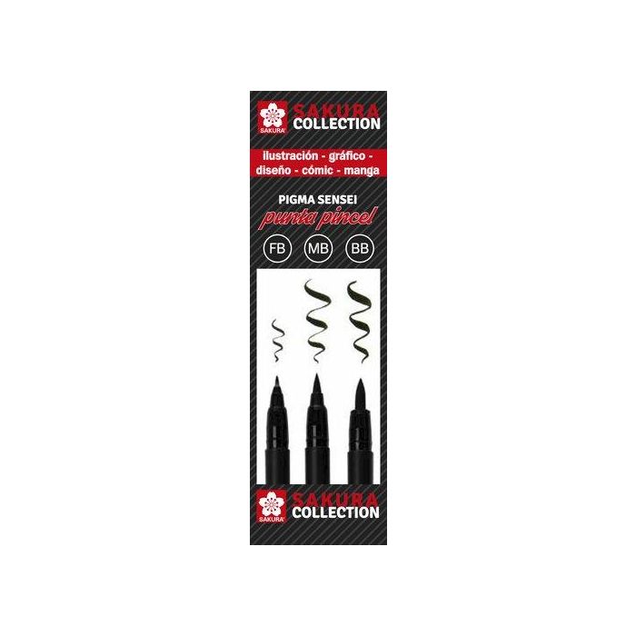 Rotulador Fibra Sakura Pigma Brushpen Especial Manga E Ilustracion (Fb,Mb,Bb) Estuche De 3