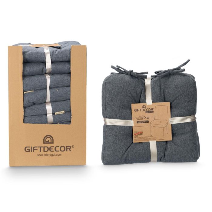 Set 2 Cojines Silla Gris Oscuro 40X40Cm Giftdecor (6 Unidades) 2 Set 2 Cojines Silla Gris Oscuro 40X40Cm Giftdecor (6 Unidades) 2