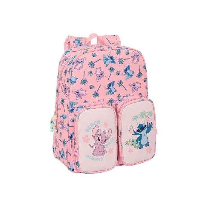 Safta Mochila Infantil Adaptable a Carro con Bolsillos, Diseño Stitch "Beach", 26x34x11cm, Edad Recomendada 3+ Años