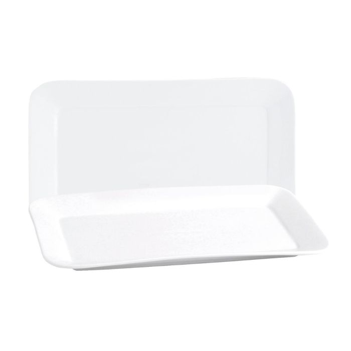 Quid Fuente Rectangular Porcelana Basic Blanca 35,8x21 cm (6 Unidades), Apta Lavavajillas y Microondas, Apilable