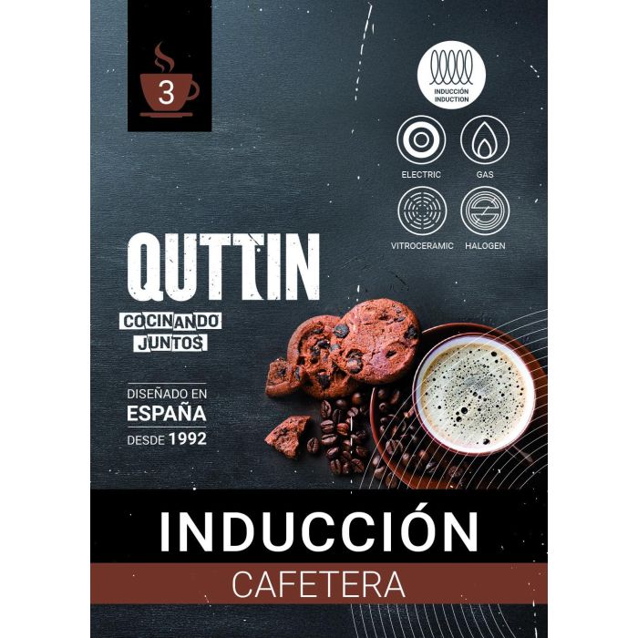 Quttin Cafetera Inducción 3 Tazas Acero Inoxidable/Aluminio Negra - Elegancia y Funcionalidad para tu Cocina (6 Unidades) 4