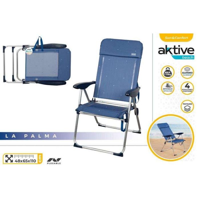 Color Baby Silla de Playa Plegable Aluminio 4 Posiciones 65x60x43/108 cm 1