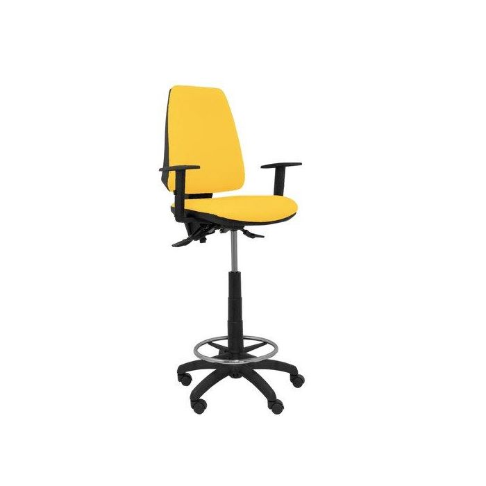 Taburete Piqueras Y Crespo Elche S Brazos Regulables Ergonomico Mecanismo Asincro Regulable En Altura Aro Reposapies Cromado Ruedas Nailon Asiento Y Respaldo Tapizados Bali Amarillo