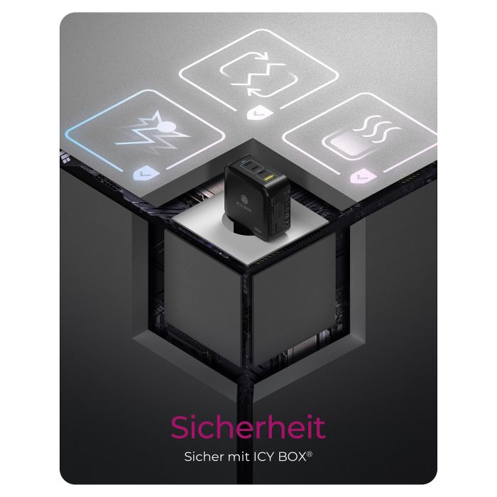 ICY BOX IB-PS1040-PD Cargador GaN 100W con 4 Puertos y Power Delivery 3.0 Negro 5