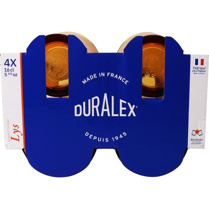 Duralex Set de 4 Vasos de 16 cl Colección Ambar Modelo Lys, Medidas 7 x 7 x 7.5 cm (12 Cajas) 3