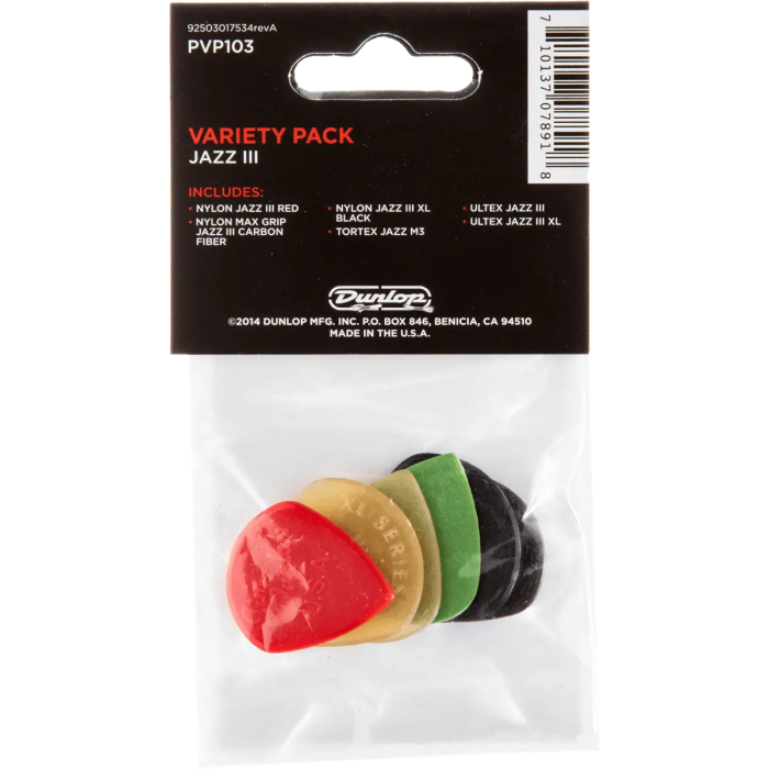 DUNLOP Jazz Pack De 6 Unidades - Púas para Guitarra Eléctrica y Acústica 1 DUNLOP Jazz Pack De 6 Unidades - Púas para Guitarra Eléctrica y Acústica 1