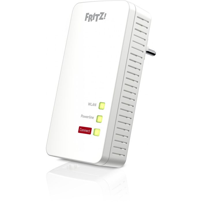 AVM FRITZ! Powerline 1260E Adaptador PLC 1200 Mbit/s con Puerto Gigabit Ethernet y WiFi, Enchufe Integrado Blanco
