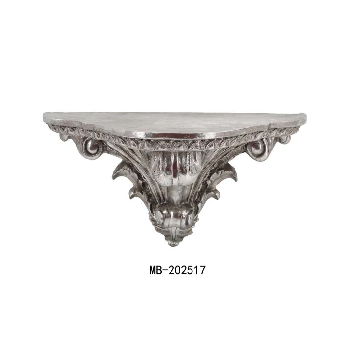 DKD Home Decor Repisa Neoclásica Plateada de Resina - Estante Decorativo de Pared para Salón o Dormitorio - 17 x 21 x 37.5 cm