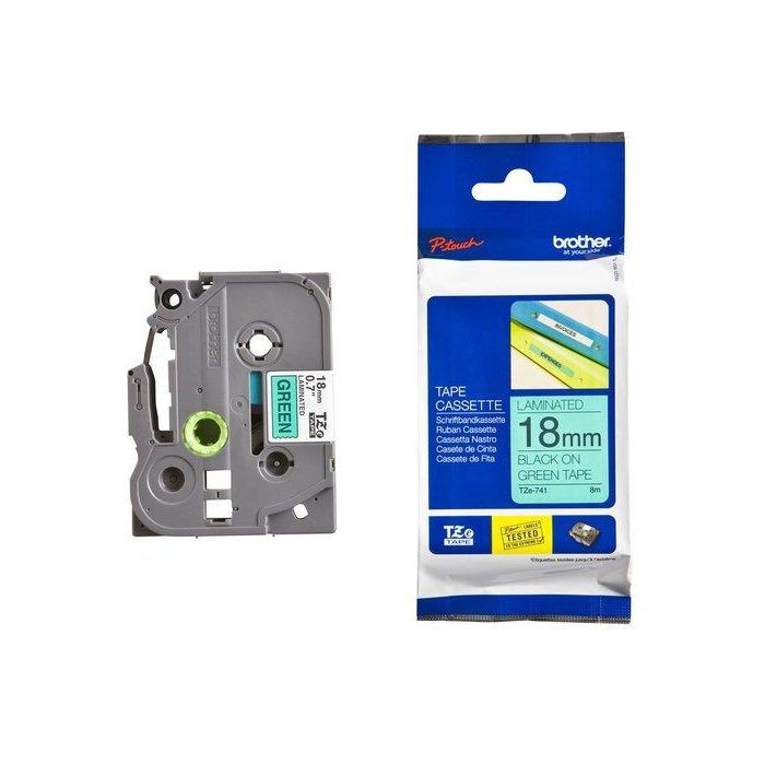 Cinta De Rotular Brother Laminada 8M 18Mm Negro Sobre Verde