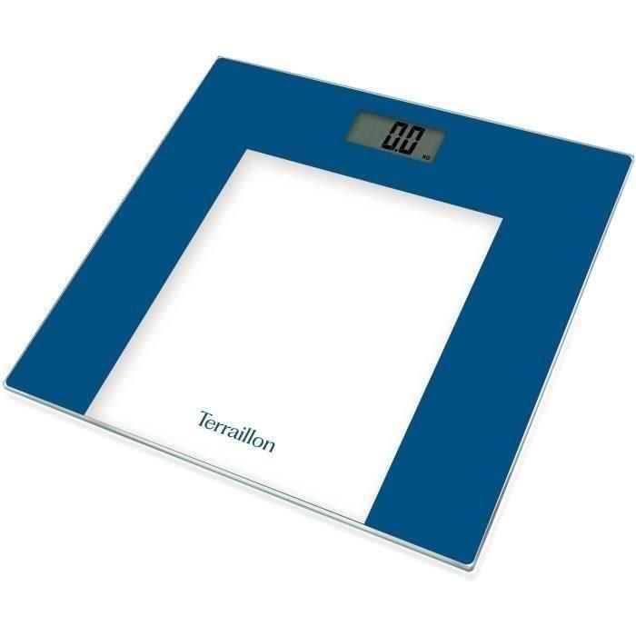 Báscula personal - TERRAILLON - TP1000 - electrónica - Azul - Capacidad 150 Kg - Tapa de cristal - 30x30 cm