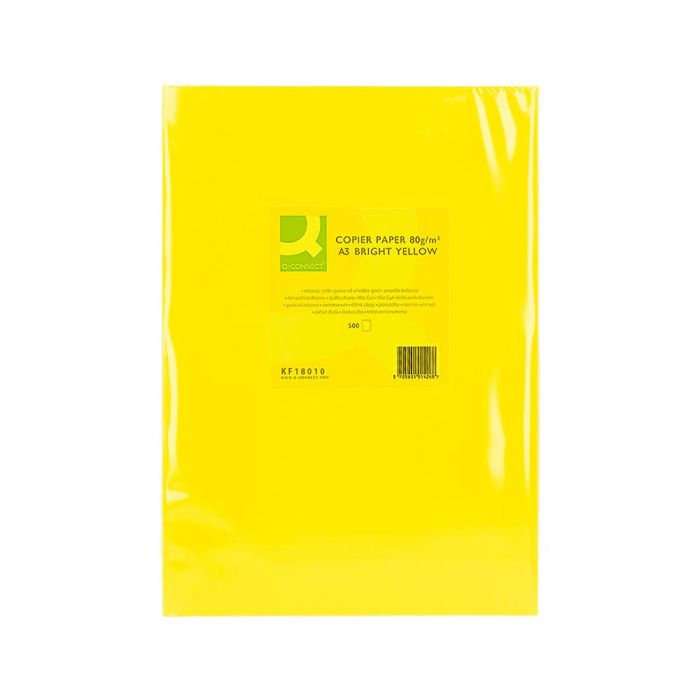 Papel Color Q-Connect Din A3 80 gr Amarillo Intenso Paquete De 500 Hojas 1