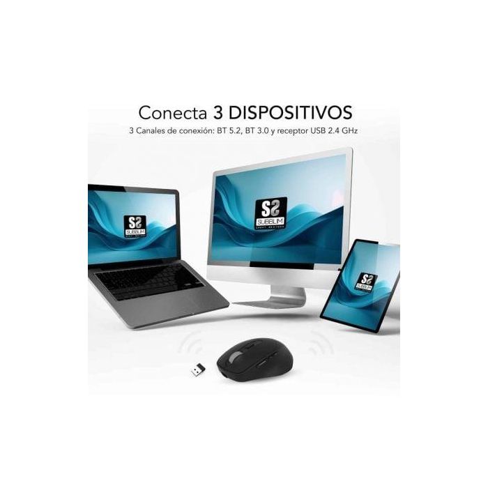 SUBBLIM COMFORT ERGO DUAL MOUSE BATTERY BLACK 4 SUBBLIM COMFORT ERGO DUAL MOUSE BATTERY BLACK 4