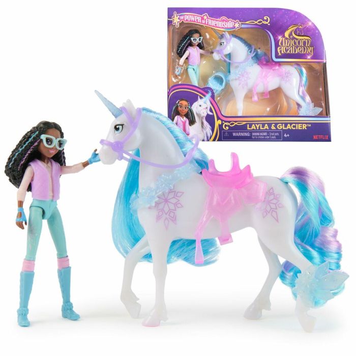 Spinmaster SPI6072675 Figuras de Layla + Glaciar - 5 accesorios incluidos - Unicorn School 1
