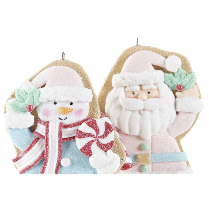 Decoracion Colgante Navidad Fantasia DKD Home Decor Rosa Azul 1.6 x 12 x 8 cm (12 Unidades) 1