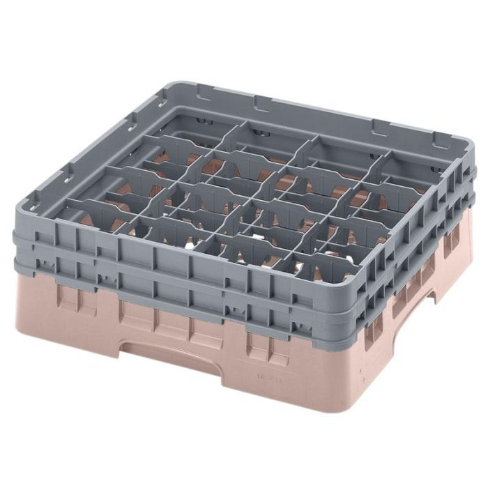 CAMBRO - 16S434-184 - Cesta de lavado 16 comp. 2 alturas - 10,9 cm Ø máx. - alt. máx. 13,5 cm - 50 x 50 x 18,4 cm - Beige