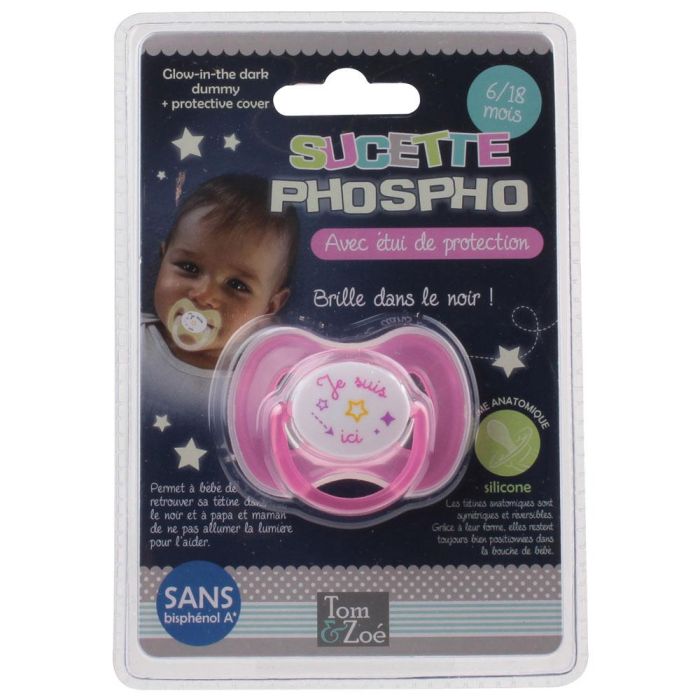 Tom et Zoe Chupete Fosforescente con Protector Higiénico Reversible de Silicona para Bebés de 6 a 18 Meses Libre de BPA 5