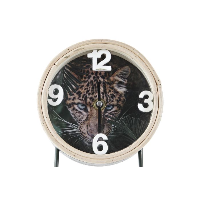 DKD Home Decor Reloj de Sobremesa Estilo Colonial en MDF y Metal, Acabado Natural y Negro, 18x13x7 cm, Usa Pilas AA, Pack 4 Unidades 1