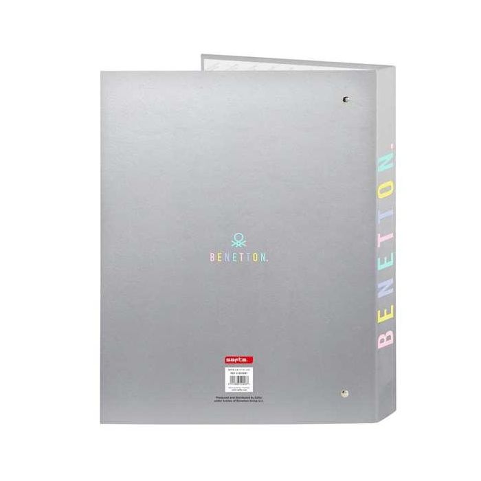 Carpeta de anillas Benetton Silver Plateado A4 26.5 x 33 x 4 cm 1