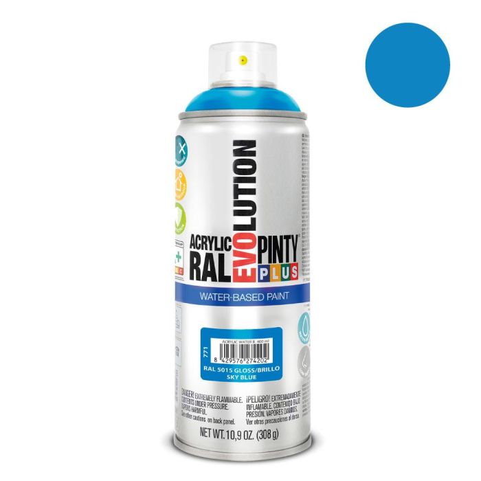Pinty Plus Pintura Acrílica Spray Ral 5015 Azul Celeste Base Agua 520 cc