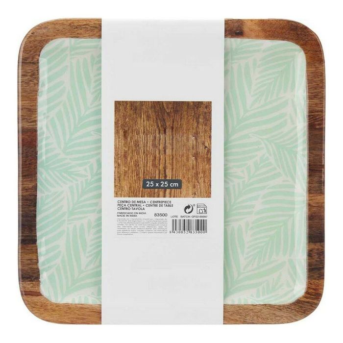 Centro de Mesa Gift Decor GMC-174-2375-2 Blanco Marrón Verde Poliéster Poliuretano Resina Madera de mango 25 x 25 cm 25,4 x 2,54 2