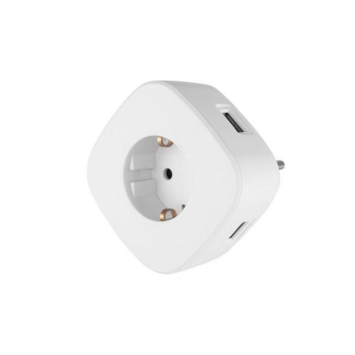 Orbegozo EN 1500 Enchufe Adaptador 4 en 1 con 1 Toma Schuko, 2 USB y 1 USB-C para Carga Simultánea de Móviles y Tablets