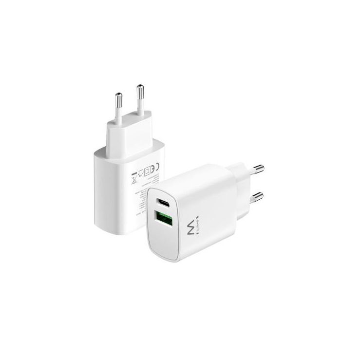 Ewent EW1321_R1 Cargador Universal 20W Carga Rápida USB-C PD PPS QC3.0 USB-A GaN Blanco para iPhone y Android 1 Ewent EW1321_R1 Cargador Universal 20W Carga Rápida USB-C PD PPS QC3.0 USB-A GaN Blanco para iPhone y Android 1