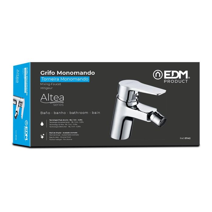 Edm Grifo monomando de bidé serie Altea, cromo, latón y zinc, cartucho cerámico, ref.01189 y 01661/01669 2