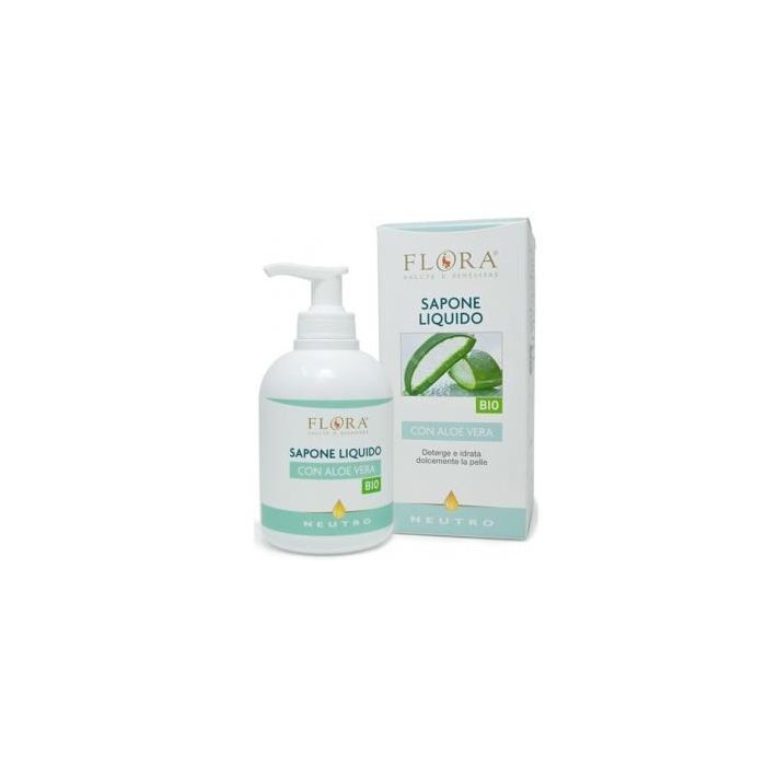 FLORA Jabón Líquido Neutro con Aloe Vera 200ml – Ideal para Piel Sensible, Limpieza Suave y Calmante Bio